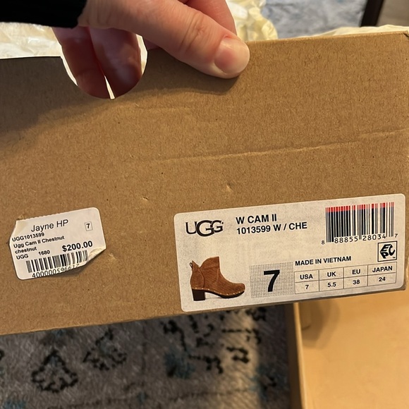 UGG Cam Il Chestnut Fur Lined Suede Ankle Boot Size 7 - Picture 16 of 16